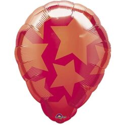 18" SHP Red Balloon w/Stars Foil BLN