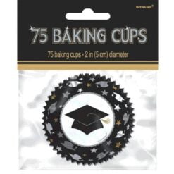 Graduation Cupcake Cups BLK/SIL/GLD 75CT