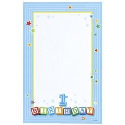 1st Bday Blocks Blue Printable Paprs 8CT