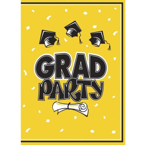 Yellow Grad Invitations 10Ct