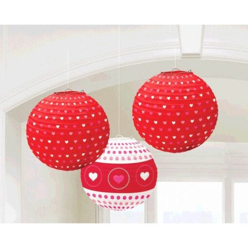 Paper Valentine Lanterns 3Ct