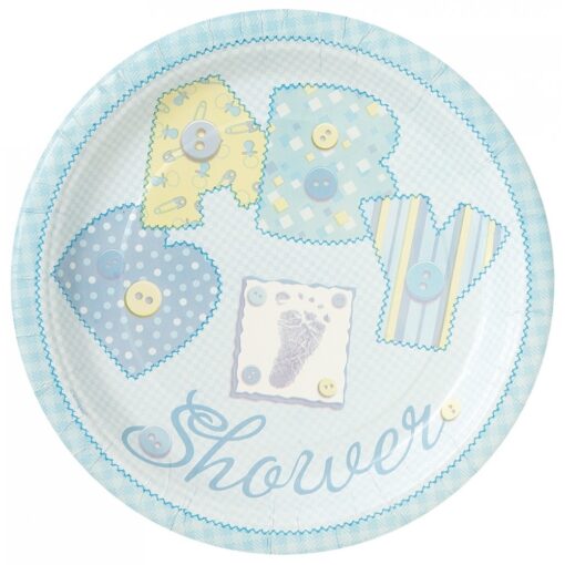 Baby Blue Stitchng Plates Paper 9&Quot; 8Ct