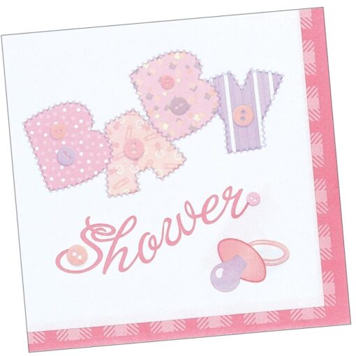 Baby Pink Stitching Napkin Beverage 16Ct