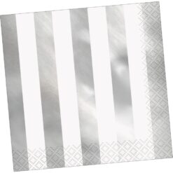 Silver Foil Stripe Napkins Lunch 16CT