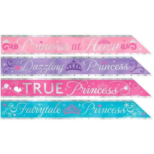 Princess Foil Party Sash 4 Astd