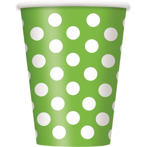 Lime Green Dots Cups Hot/Cold 12Oz 6Ct