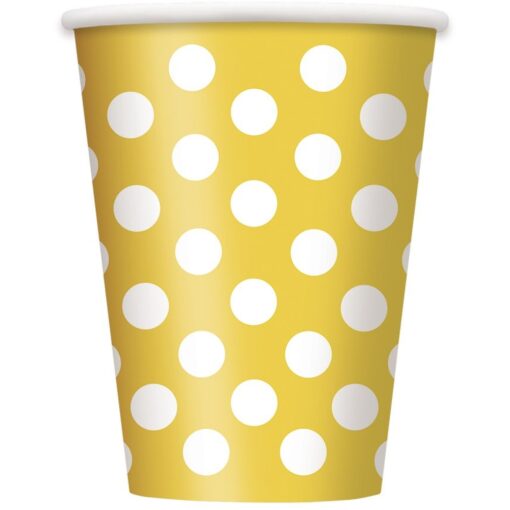 Snflr Yellow Dots Cups Hot/Cold 12Oz 6Ct