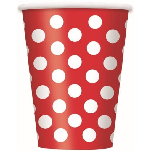 Ruby Red Dots Cups Hot/Cold 12Oz 6Ct