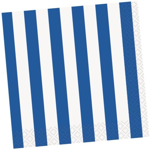 Royal Blue Stripe Napkins Beverage 16Ct