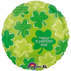 18" RND Playful Shamrocks Foil Balloon