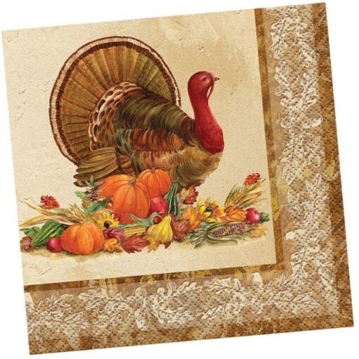 Rustic Turkey Napkins Beverage 24Ct