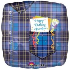 18" SQR Grandpa Plaid Bday Foil BLN