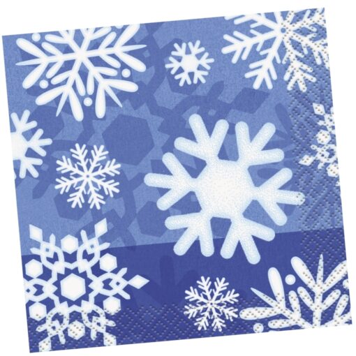 Winter Snowflake Napkins Beverage 16Ct