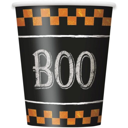 Checkered Halloween Cups 9Oz 8Ct