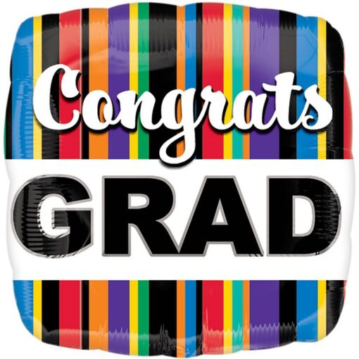 18&Quot; Sqr Congrats Grad Stripes Foil Bln