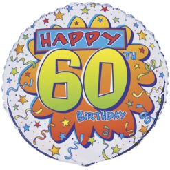 18" RND 60th Bday Confetti Foil Balloon