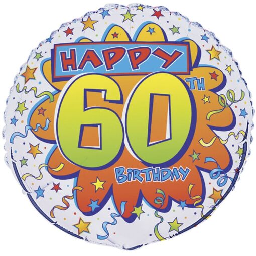 18&Quot; Rnd 60Th Bday Confetti Foil Balloon