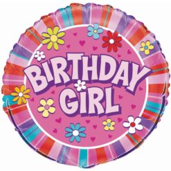 18" RND Birthday Girl Foil BLN