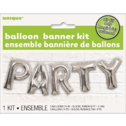 PARTY Letter BLN BNR Kit Silver 14"