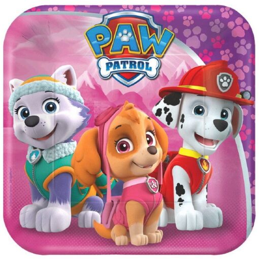 Paw Patrol Girls Plates Sqr 7&Quot; 8Ct