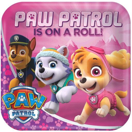 Paw Patrol Girls Plates Sqr 9&Quot; 8Ct