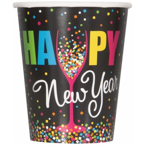 Confetti New Year Cups Hot/Cold 9Oz 8Ct