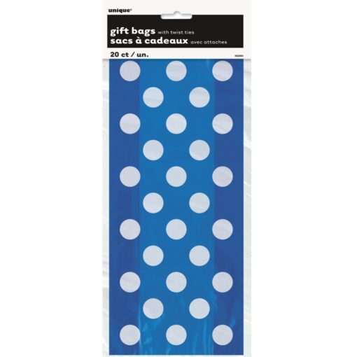 Royal Blue Dots Cello Bags 20Ct