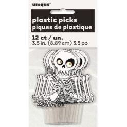 Skeleton Plstc Cupcake Toppers 3.5" 12CT