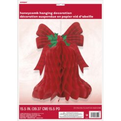Christmas Red Bell Hnycmb HNG Decor 15"