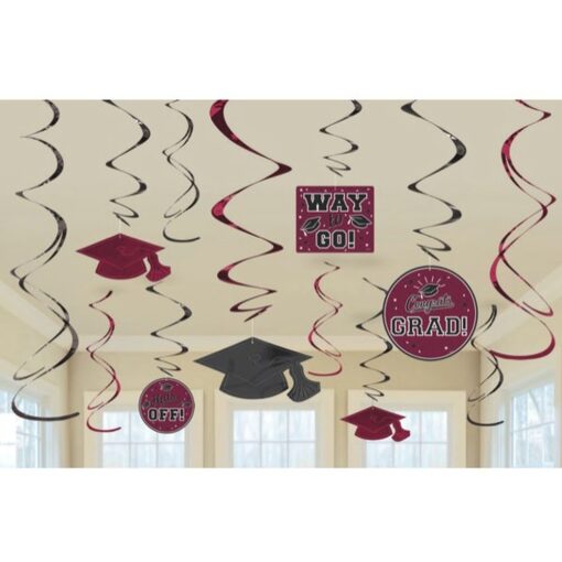 Burgundy Grad Swirl Decor Kit 12Pcs