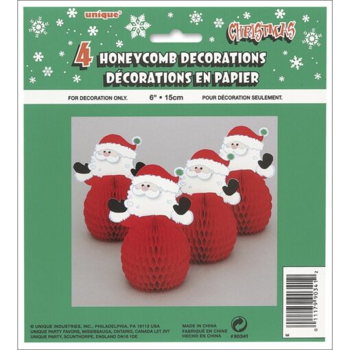 Santa 6&Quot; Honeycomb Decor 4Ct