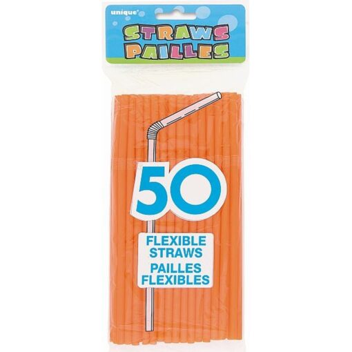 Flex Straws Orange 50Ct