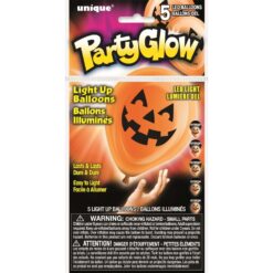 10" Pumpkin Face Light Up Balloon 1S 5CT
