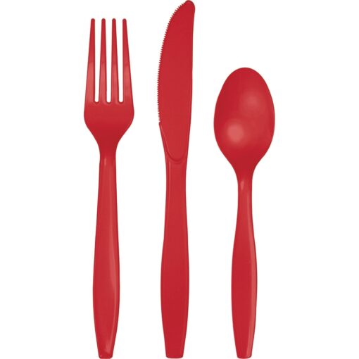 Classic Red Cutlery Astd 24Ct