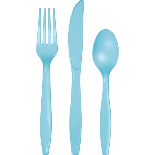 Pastel Blue Cutlery Astd 24Ct