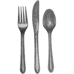 Glitz Silver Cutlery Plastic Astd 24CT