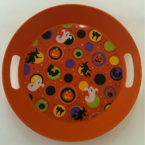 Halloween Tray Plastic Rnd W/Hndl 10&Quot;