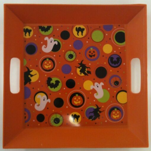 Halloween Tray Plastic Sqr W/Hndl 10.25&Quot;