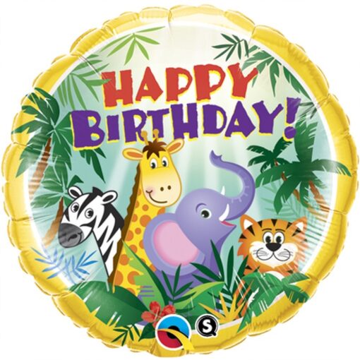 18&Quot; Rnd Jungle Friends Bday Foil Bln