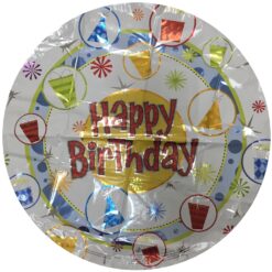 18" RND Hpy Birthday Party Hats Foil BLN