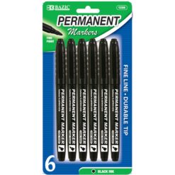 Marker, Perm. Fine Tip Black 6PK