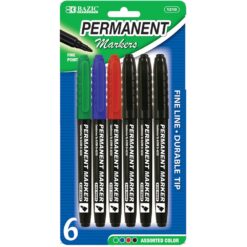 Marker, Perm. Fine Tip Astd Color 6PK