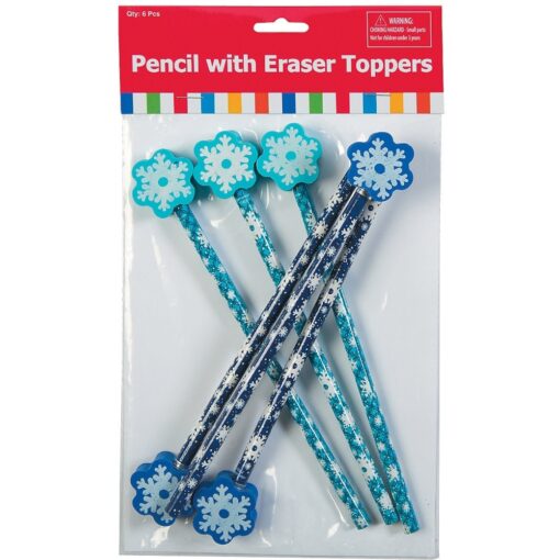 Snowflake Pencils W/Eraser 6Ct