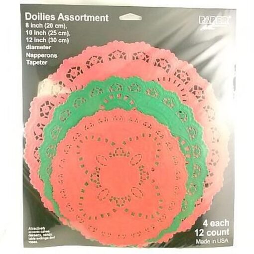 Red &Amp; Green Doily Assortment 12Ct