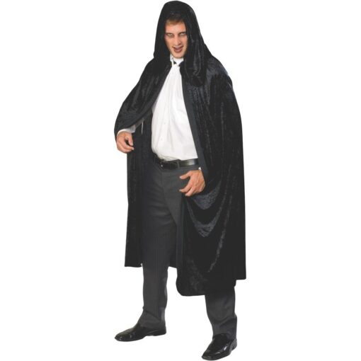 Cape Black Crushed Velvet Long Adult