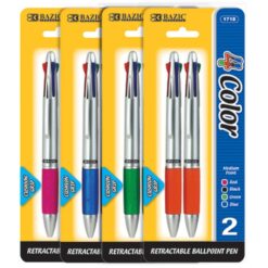 Pen w/Cushion Silver Top 4-COLOR 2CT