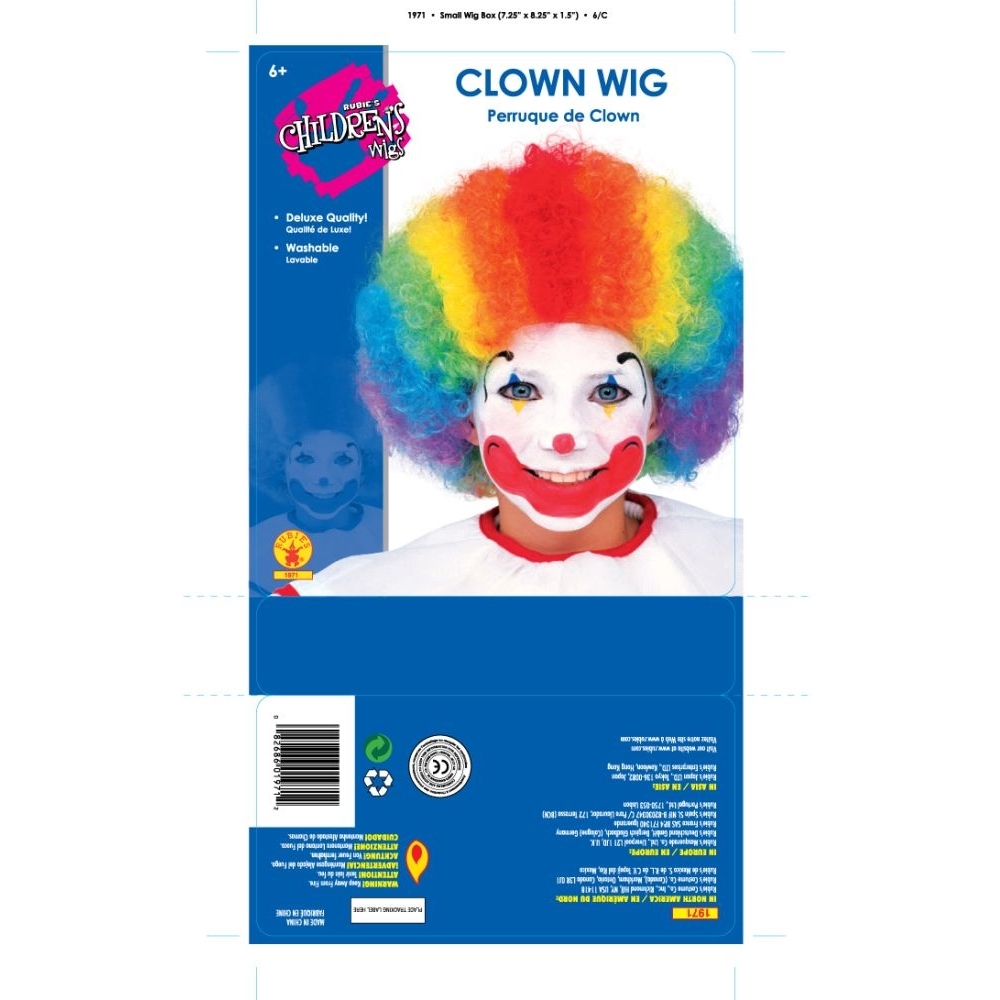 DELUXE RUBIES MULTI COLOUR CLOWN WIG WASHABLE WIGS HALLOWEEN PARTY ADULT & CHILD 