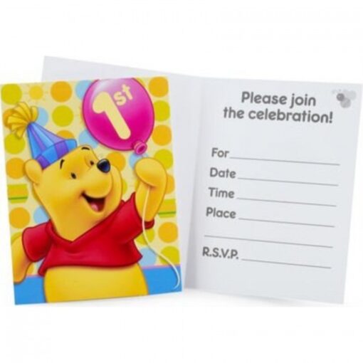 Pooh'S 1St Birthday Invitations 8Ct