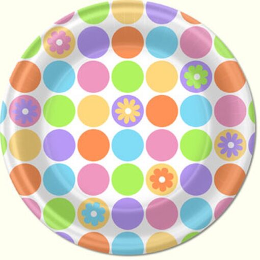 Spring Dots Plates 7&Quot; 8Ct