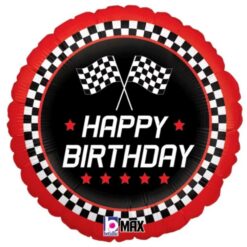 18" RND Checkered Flag Birthday Foil